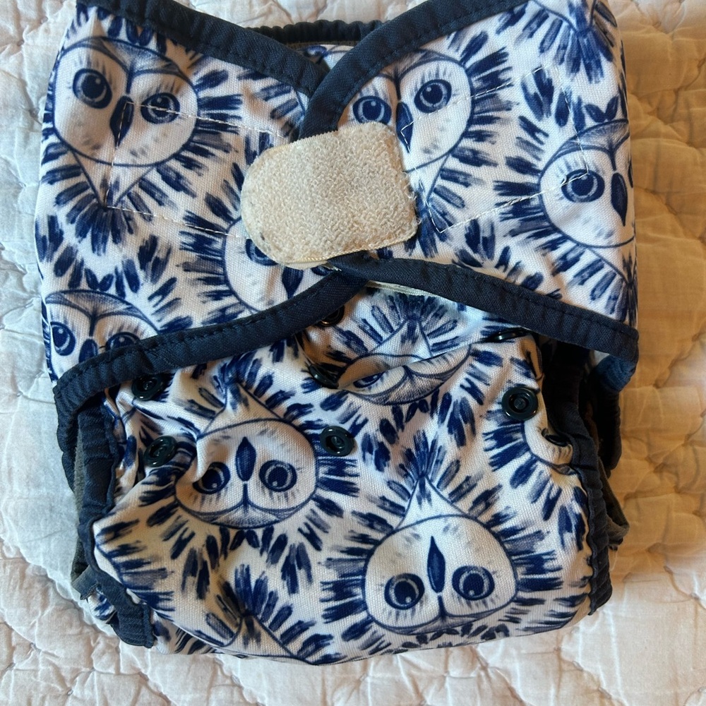 Thirstier Blue Owl Print cloth Diaper Cover